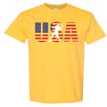 World and Space - Gridiron Legends: USA Flag Colors Football Silhouette Tee, Amweican Football T-Shirt