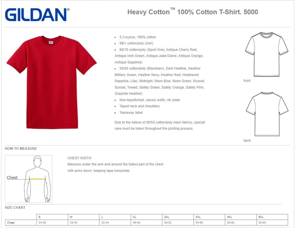 Men's Unisex Heavy Cotton GLDN 5000 Series Blank T-Shirt Multipack