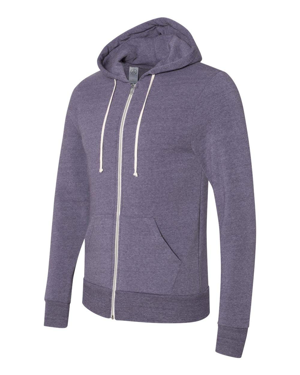 Alternative Men's Eco Zip Hoodie Sweatshirt Shirt, Purple, Medium