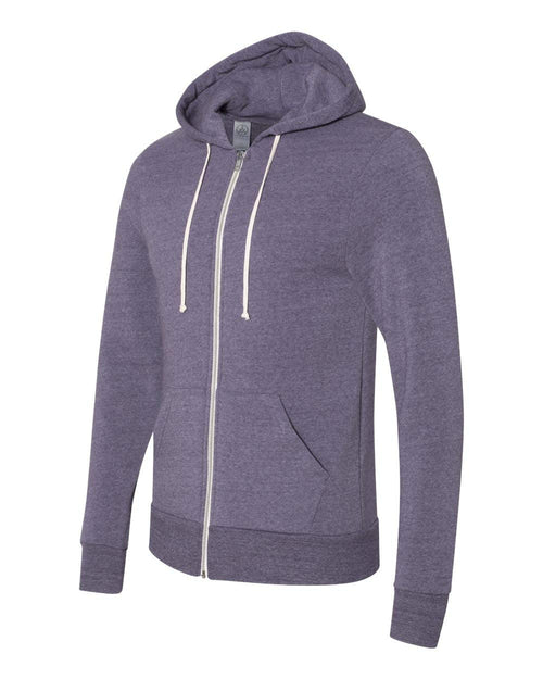 Alternative Men's Eco Zip Hoodie Sweatshirt Shirt, Purple, Medium