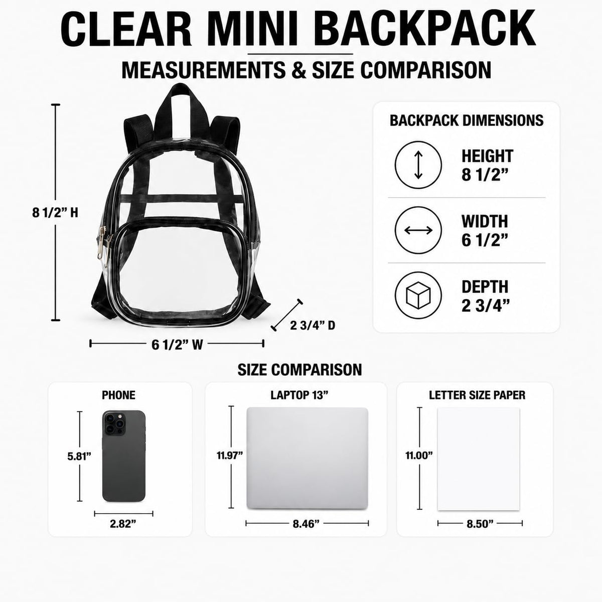 Clear Backpack, Stadium Approved Clear Bag for School, College, Sports, Concerts, and Travel