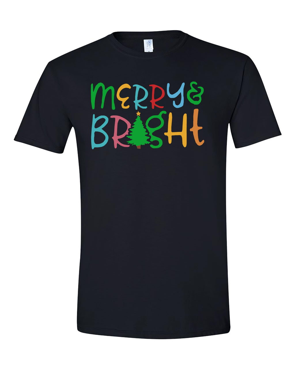 World and Space Merry and Bright Shirt Merry Christmas Tee Print Casual Short Sleeve Tops Tees Christmas T-Shirt Gift
