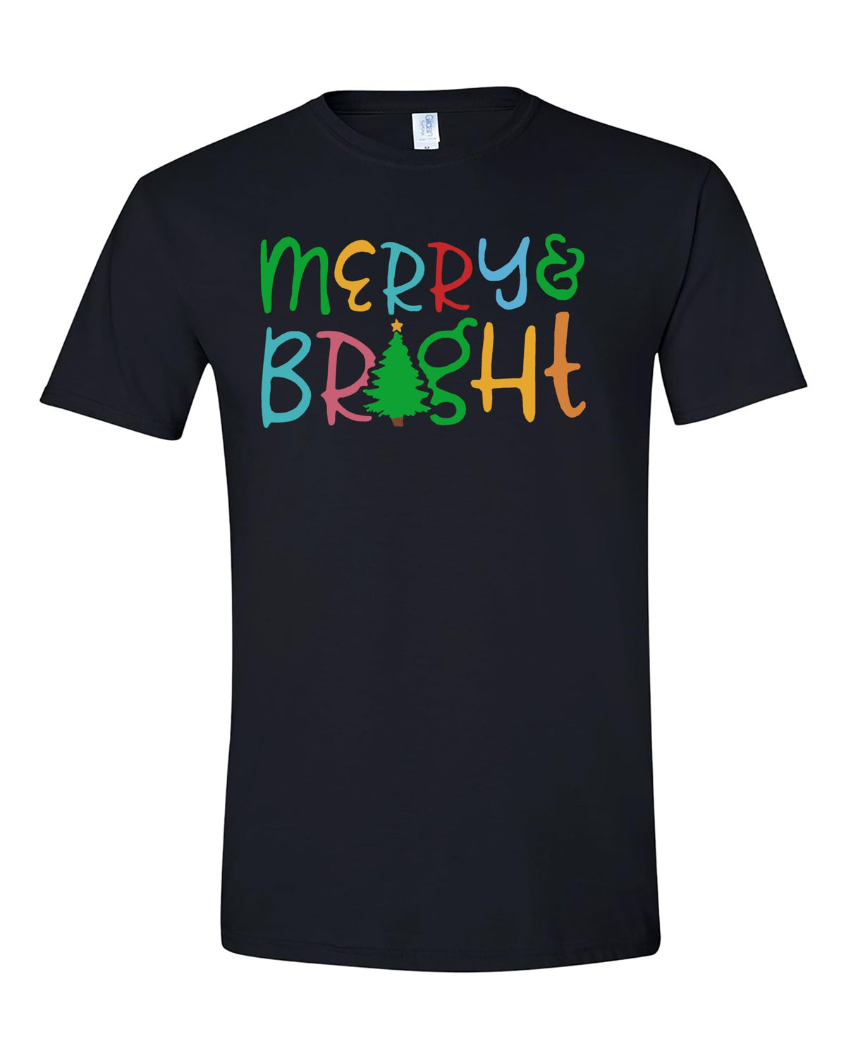 World and Space Merry and Bright Shirt Merry Christmas Tee Print Casual Short Sleeve Tops Tees Christmas T-Shirt Gift