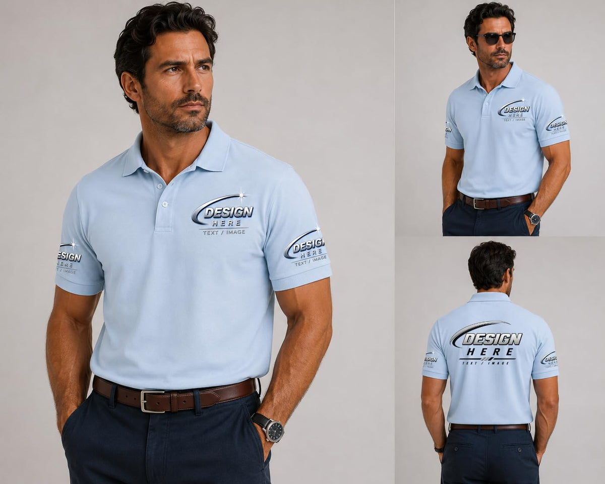 World and Space Custom Polo Shirts for Men with Logo or Text