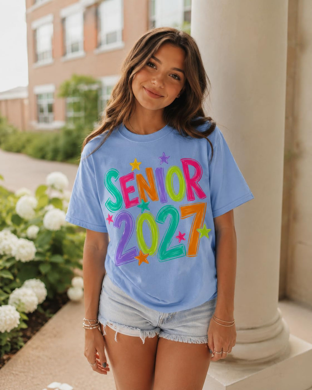 Senior 2027 Class of 2027 Colorful Graduation Graphic T-Shirt