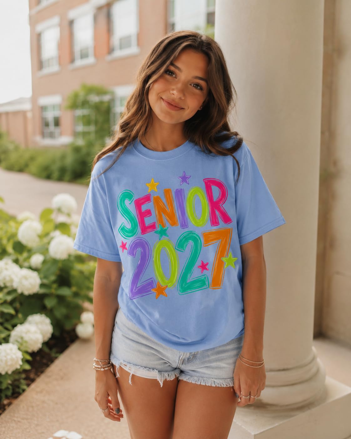 Senior 2027 Class of 2027 Colorful Graduation Graphic T-Shirt