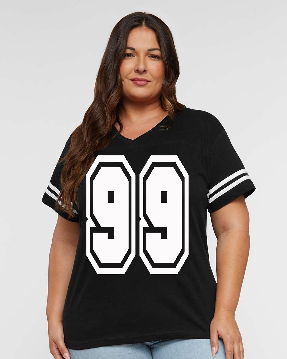 Custom Women's Football V-Neck Jersey T-Shirt, Fine Jersey Material