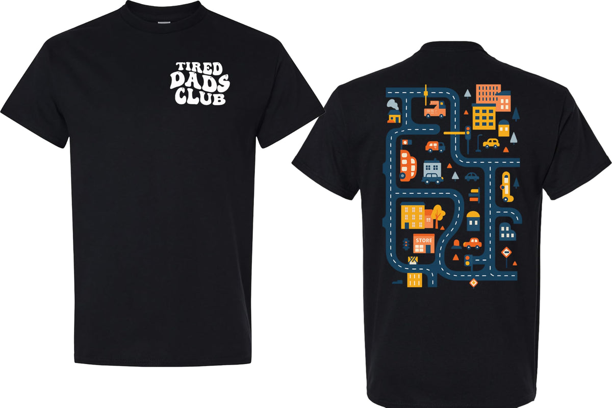 Tired Dads Club Shirt, Play Cars On Dad's Back Mat Road Car Race Track Shirt, Gift for Father