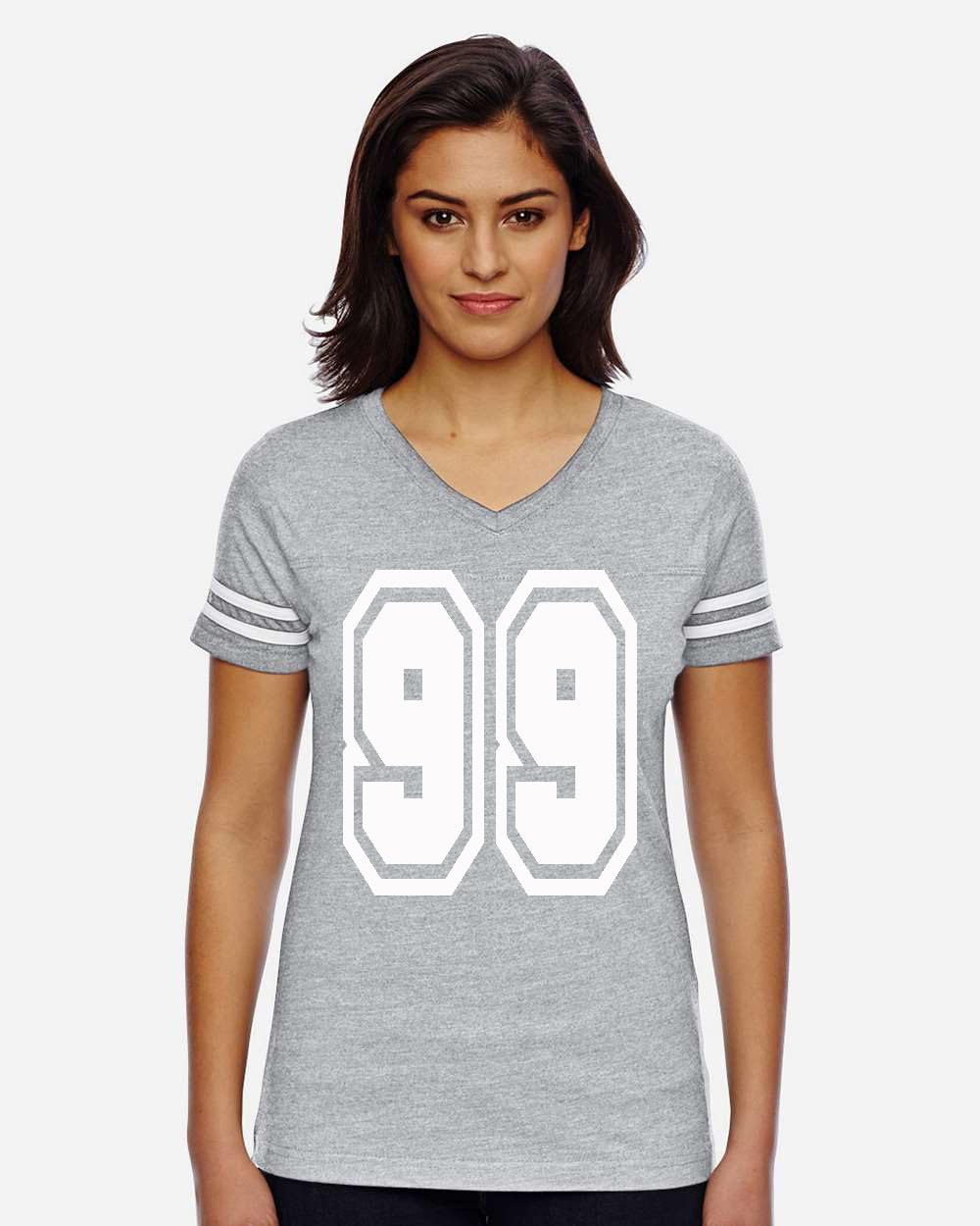 Custom Women's Football V-Neck Jersey T-Shirt, Fine Jersey Material