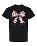 Cute Bow Shirt for Women – Heart Pattern Ribbon Graphic T-Shirt, Aesthetic Style