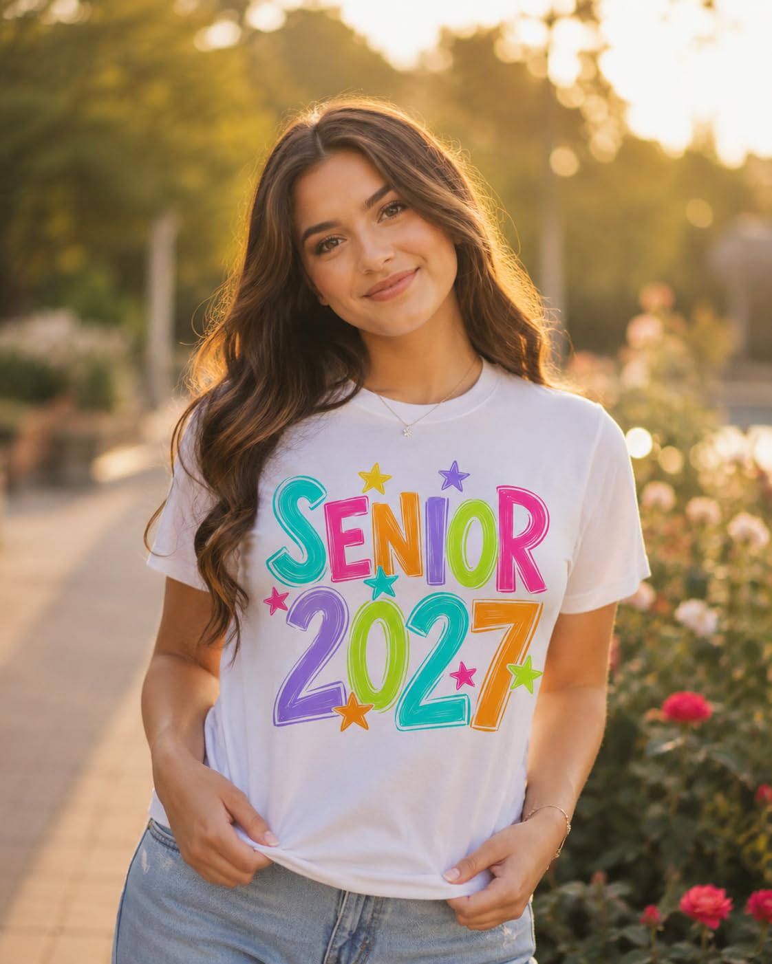 Senior 2027 Class of 2027 Colorful Graduation Graphic T-Shirt