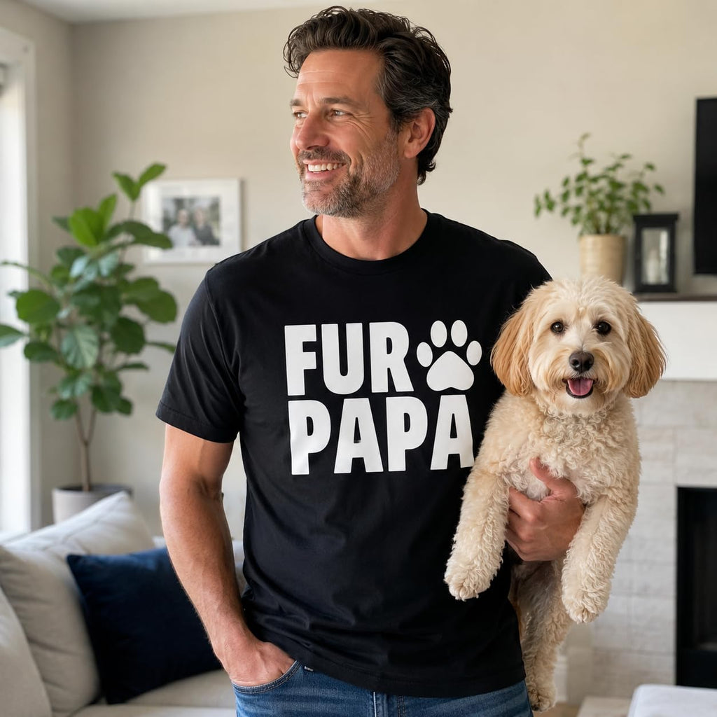 Fur Papa Funny Dog Dad T-Shirt for Men, Cute Paw Graphic Tee, Gift for Dog Lovers
