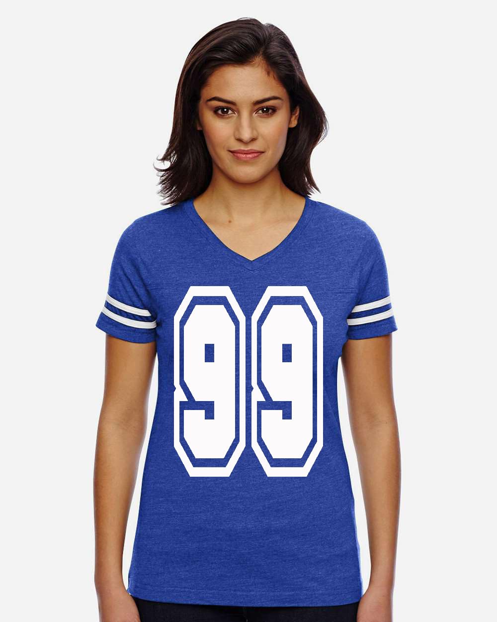 Custom Women's Football V-Neck Jersey T-Shirt, Fine Jersey Material