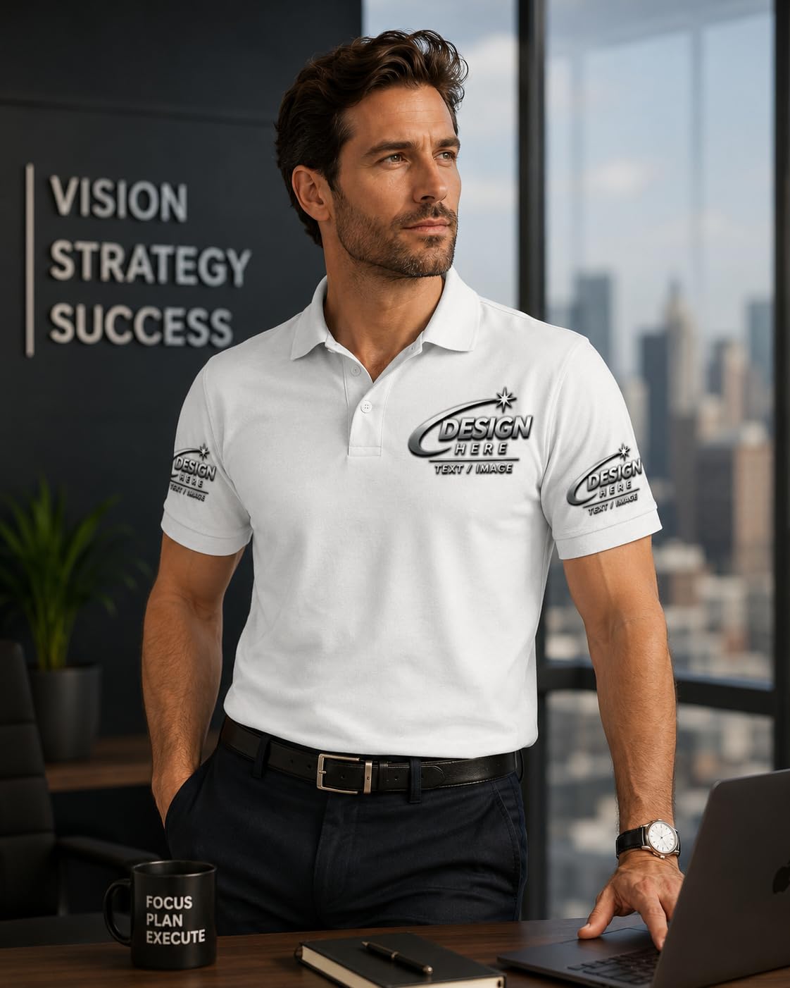 World and Space Custom Polo Shirts for Men with Logo or Text