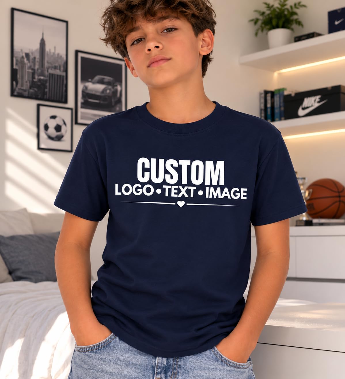World and Space Custom Youth T-Shirt Personalized Kids Shirt