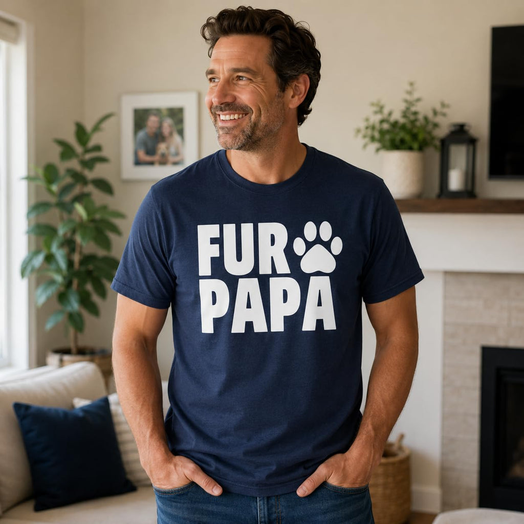 Fur Papa Funny Dog Dad T-Shirt for Men, Cute Paw Graphic Tee, Gift for Dog Lovers