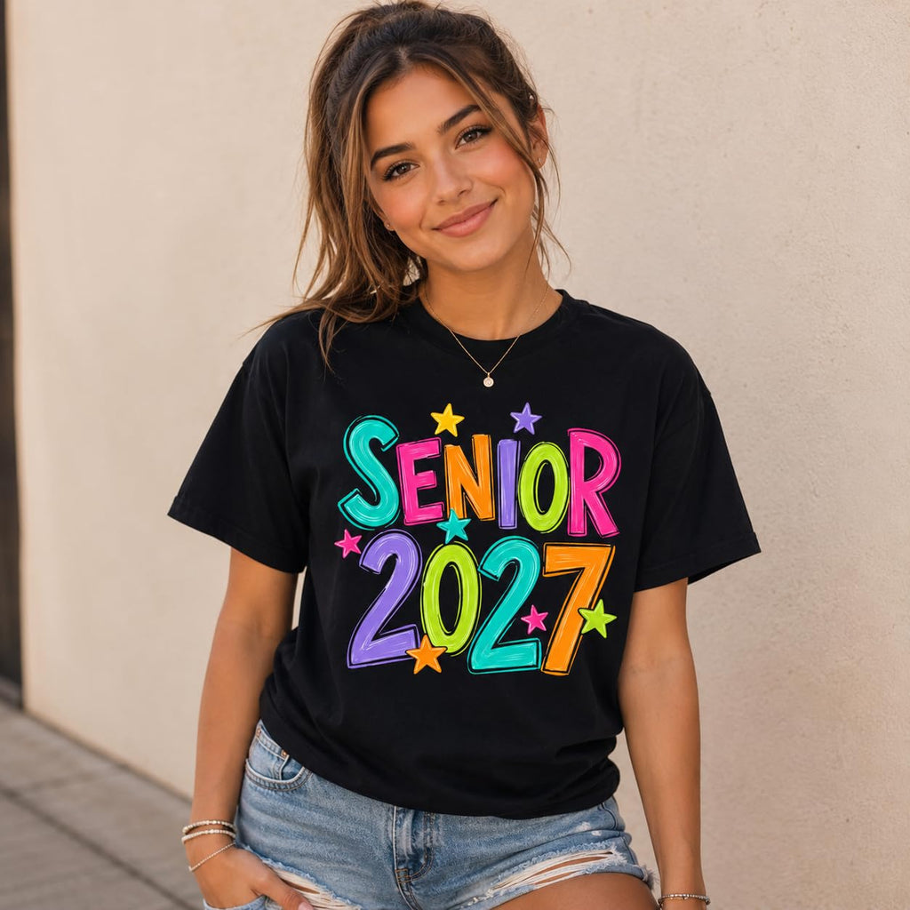 Senior 2027 Class of 2027 Colorful Graduation Graphic T-Shirt
