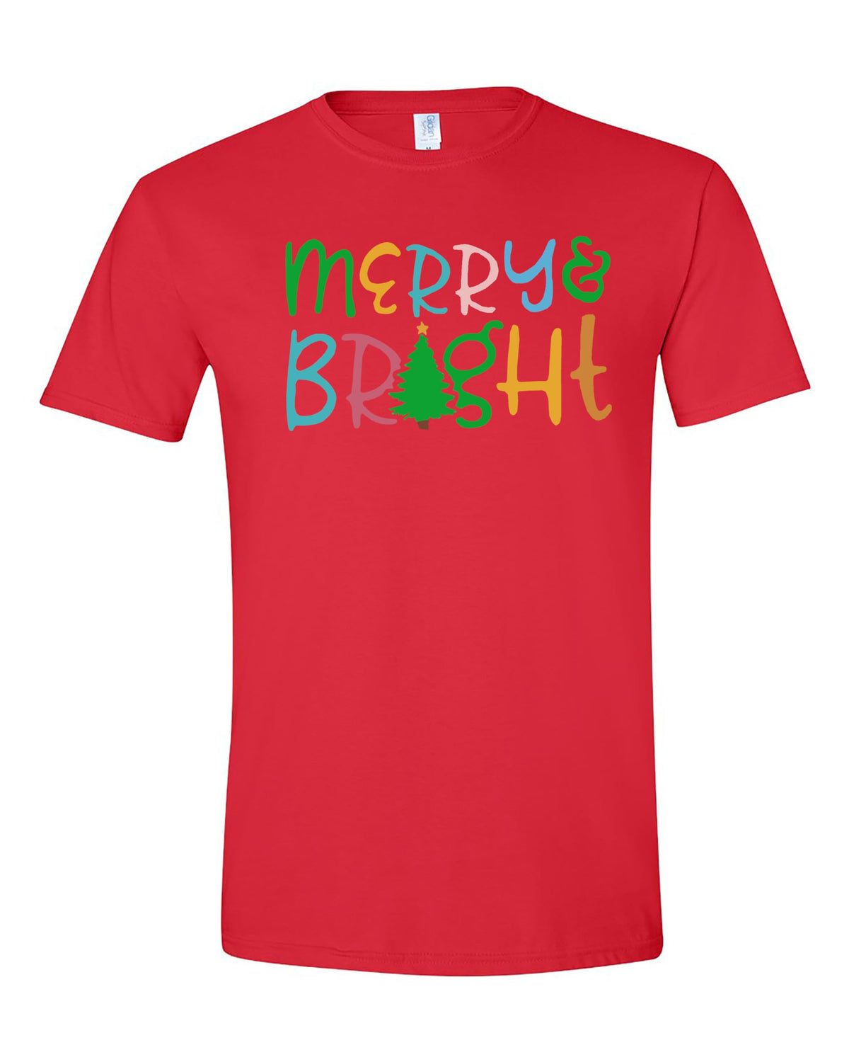 World and Space Merry and Bright Shirt Merry Christmas Tee Print Casual Short Sleeve Tops Tees Christmas T-Shirt Gift