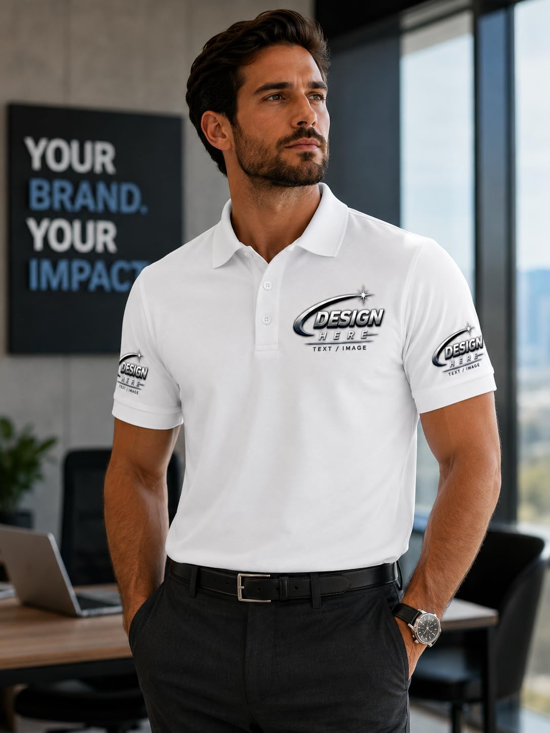 World and Space Custom Polo Shirts for Men with Logo or Text