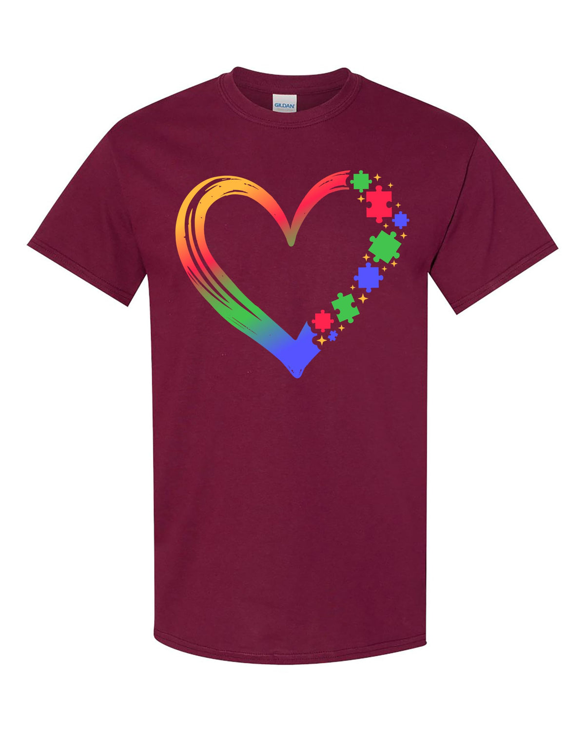 World and Space Autism Awareness Heart Mom T-Shirt, Puzzle Design Support Tee Shirt
