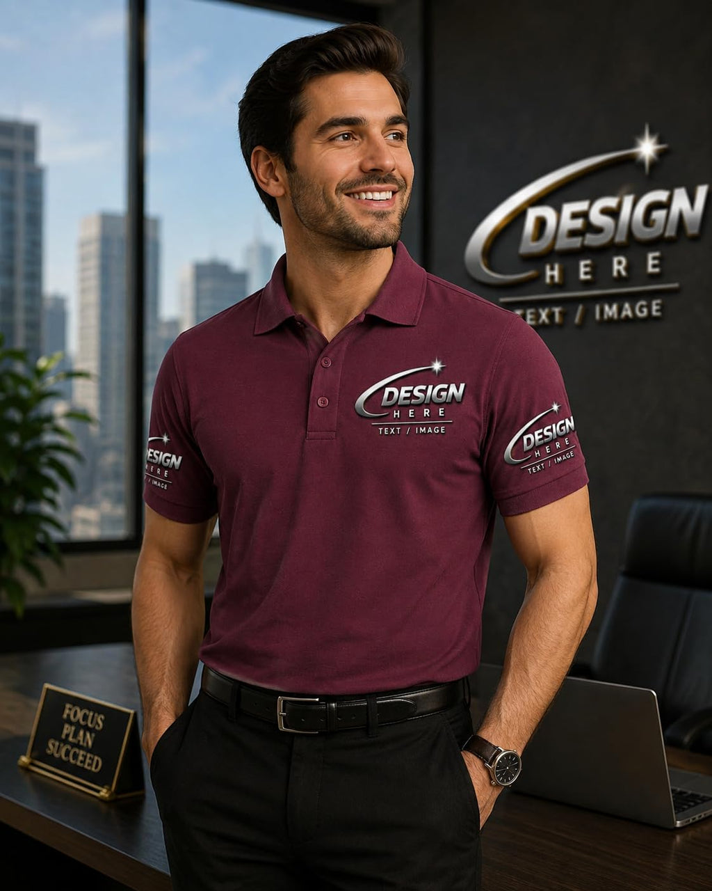 World and Space Custom Polo Shirts for Men with Logo or Text