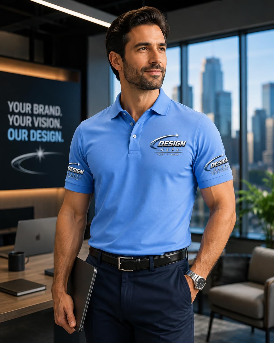 World and Space Custom Polo Shirts for Men with Logo or Text