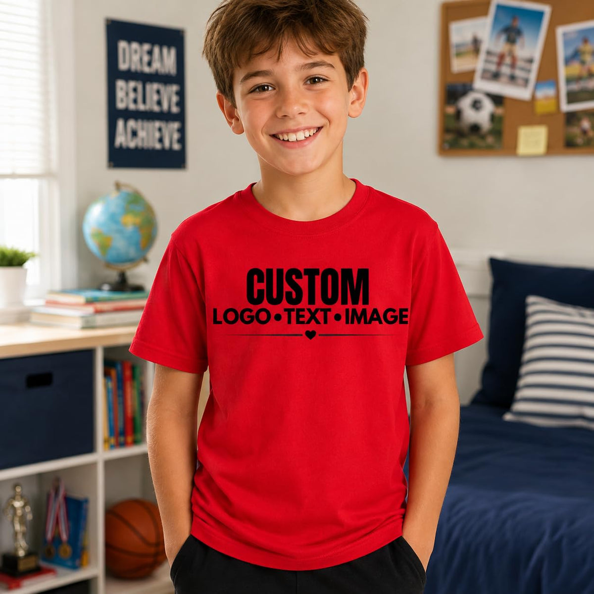 World and Space Custom Youth T-Shirt Personalized Kids Shirt
