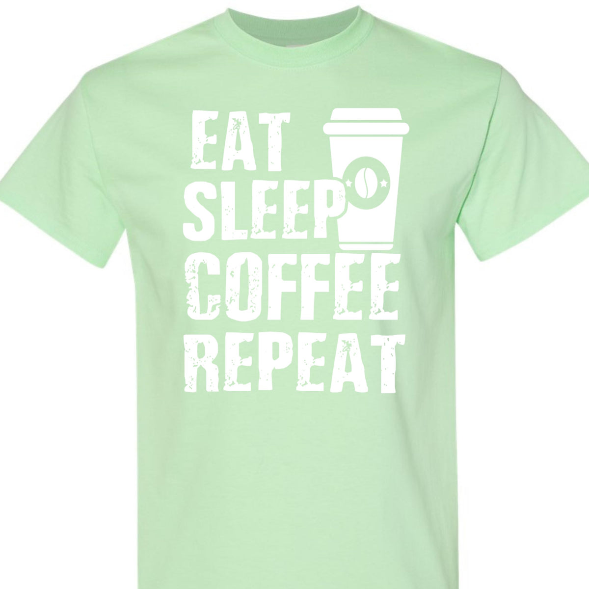 Eat Sleep Coffee Repeat Graphic Tee, Funny Caffeine Addict Quote Shirt for Women and Men, Trendy Barista Coffee Lover Gift