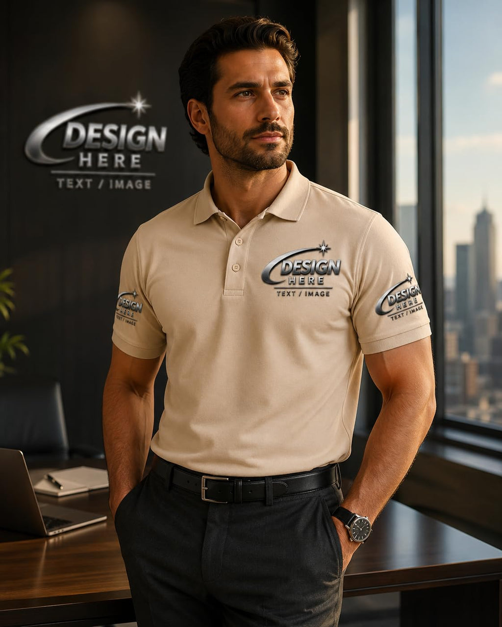 World and Space Custom Polo Shirts for Men with Logo or Text