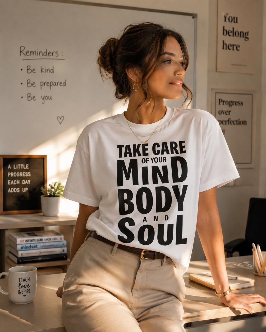 Take Care of Your Mind Body and Soul Graphic Tee, Inspirational Mental Health T-Shirt for Women, Men, Teens