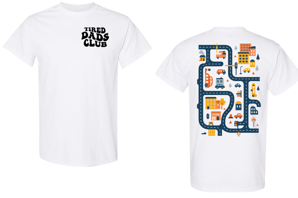 Tired Dads Club Shirt, Play Cars On Dad's Back Mat Road Car Race Track Shirt, Gift for Father
