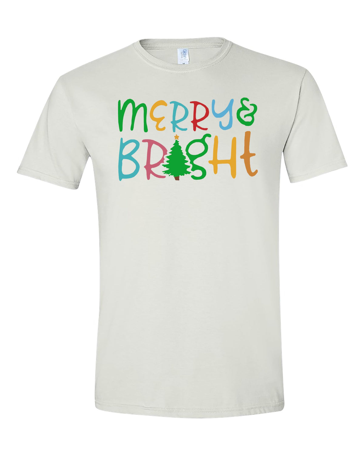 World and Space Merry and Bright Shirt Merry Christmas Tee Print Casual Short Sleeve Tops Tees Christmas T-Shirt Gift