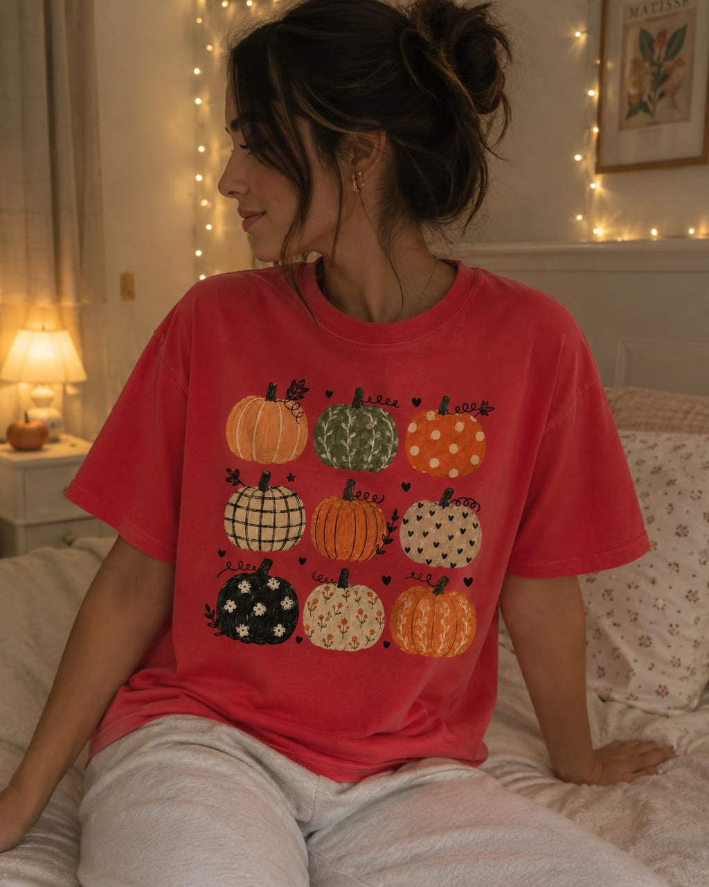 Fall Pumpkin Autumn Graphic T-Shirt for Women and Men