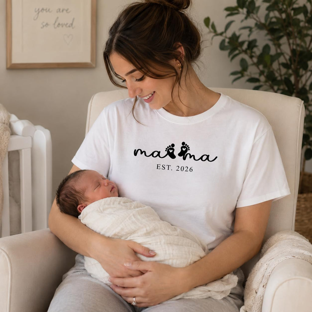 Mama Graphic Tee for Women, Cute Minimalist Mom Shirt, for New Mom