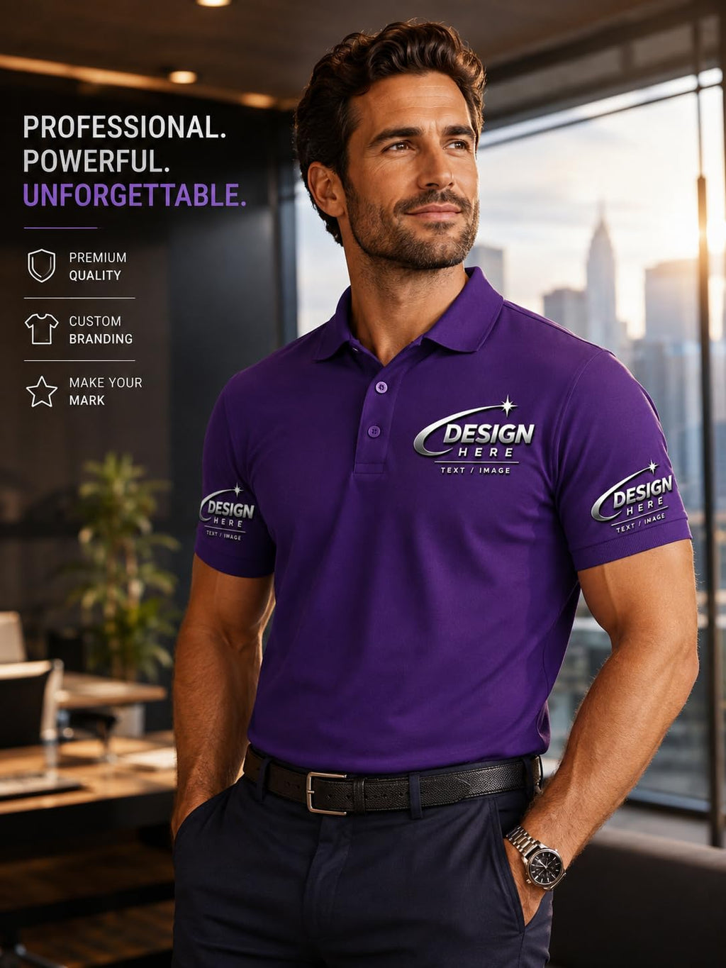 World and Space Custom Polo Shirts for Men with Logo or Text