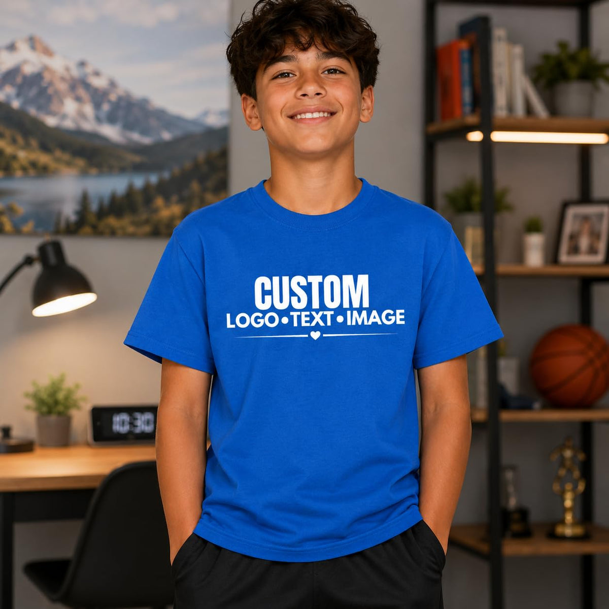 World and Space Custom Youth T-Shirt Personalized Kids Shirt