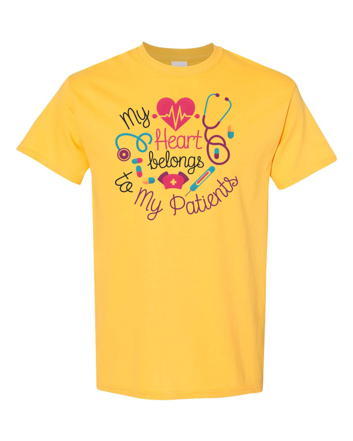 World and Space My Heart Belongs to My Patients T-Shirt – Nurse & Healthcare Worker Appreciation Gift – Medical Themed