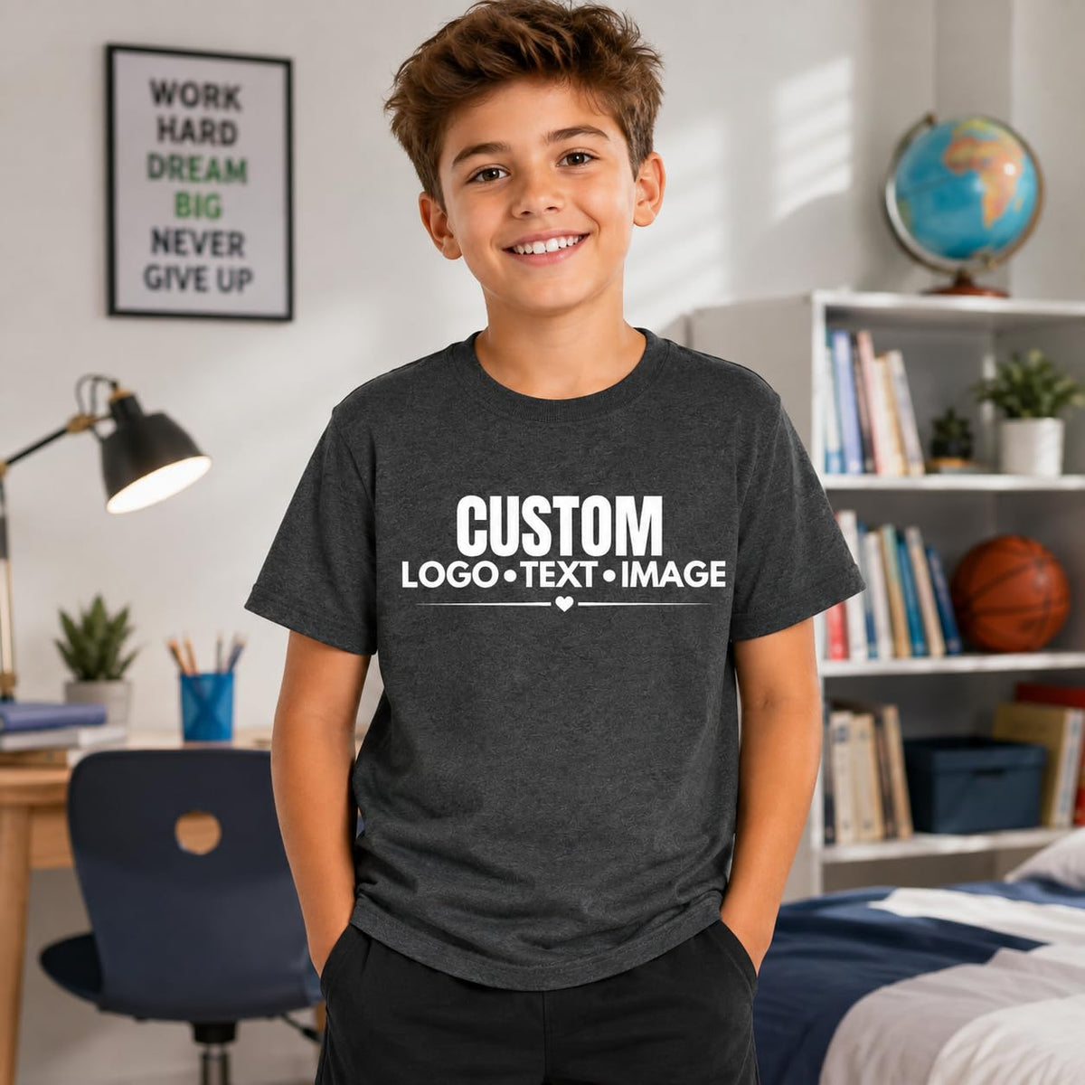 World and Space Custom Youth T-Shirt Personalized Kids Shirt