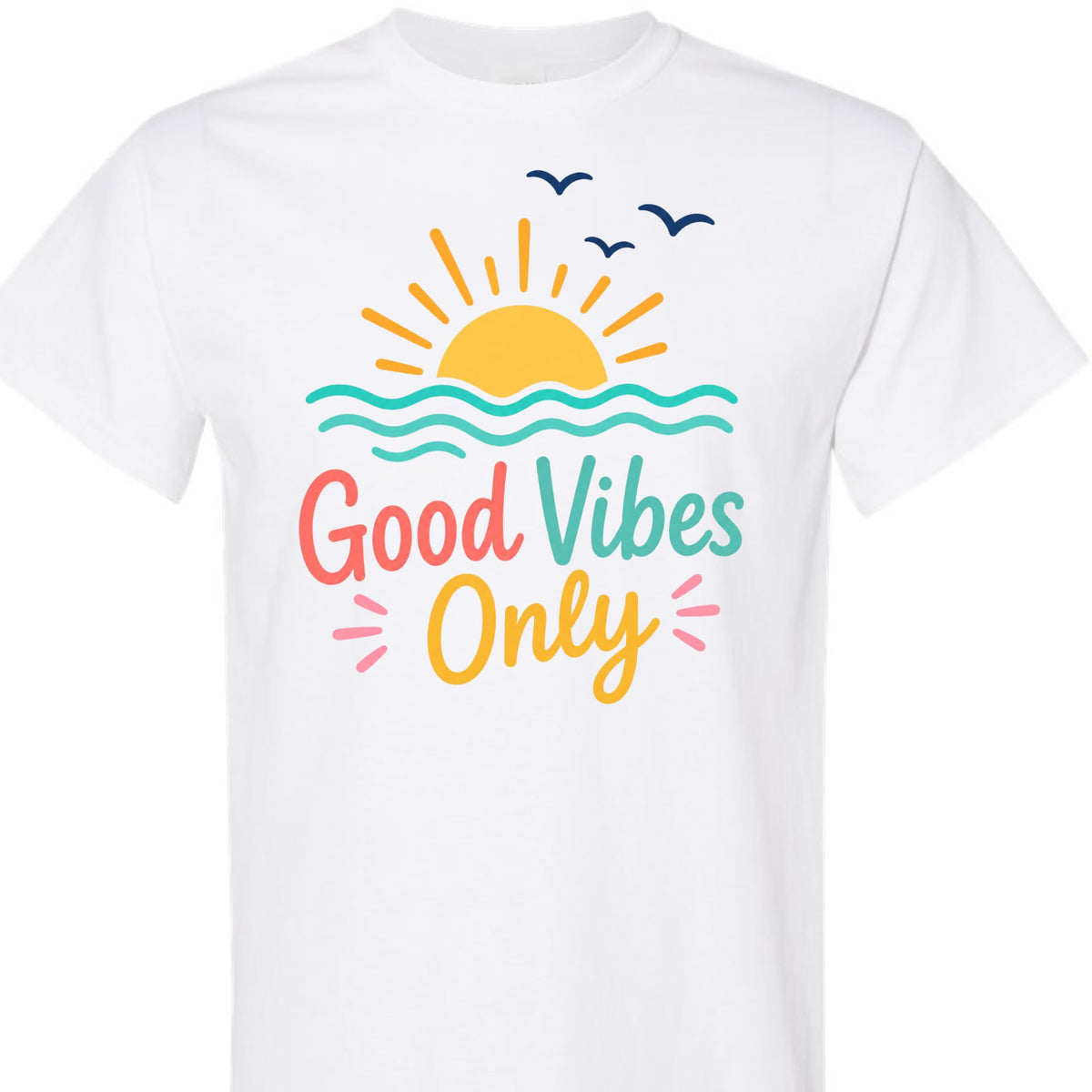 Good Vibes Only Vintage Retro Sunset Beach Graphic T-Shirt