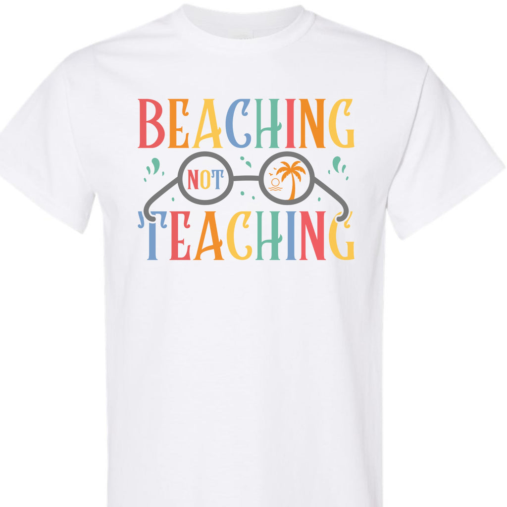 World and Space T-Shirt for Women, Funny Teacher Summer Vacation Tee, Retro Beach Graphic, 100% Cotton, Classic Fit