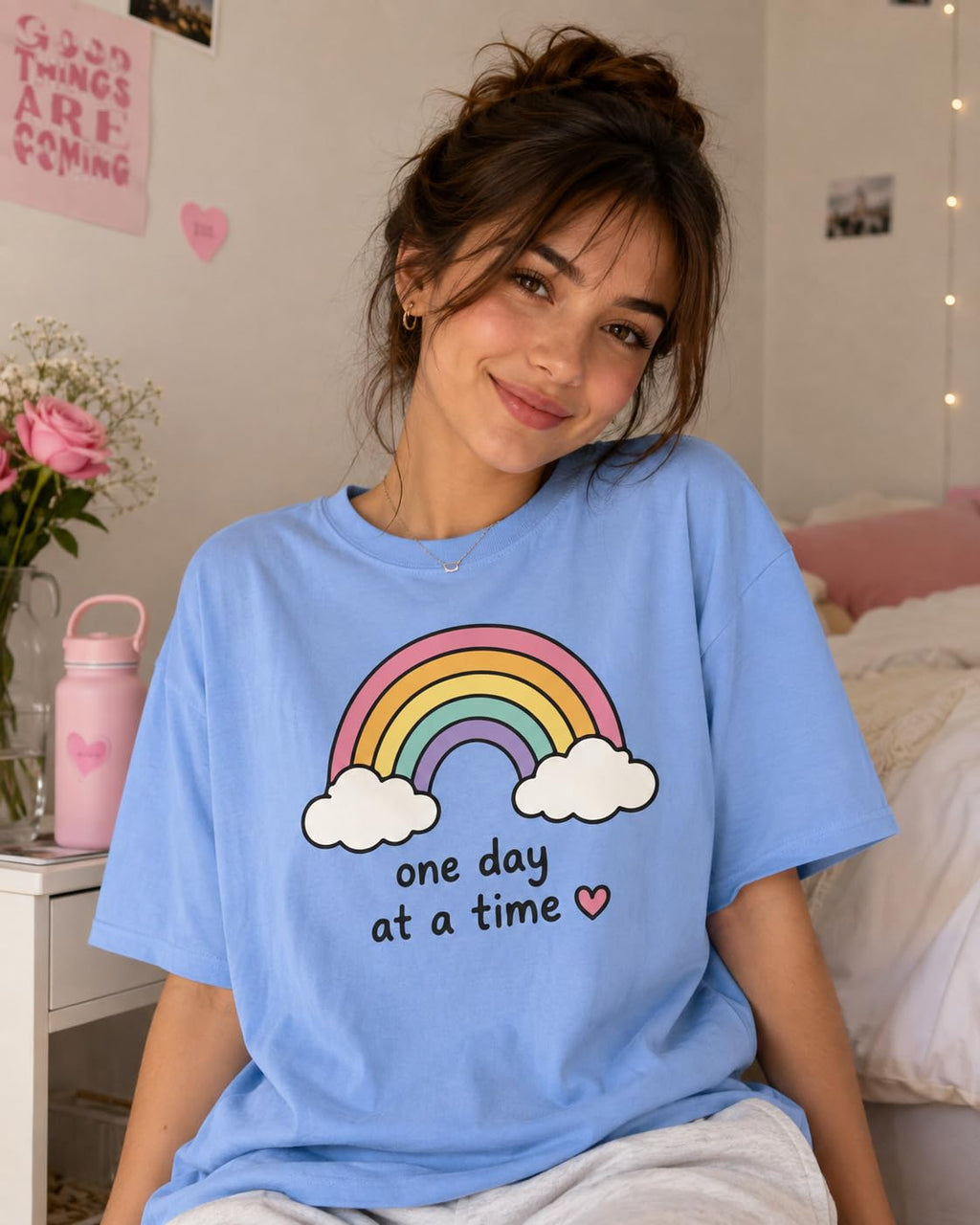 Women's Graphic Rainbow Casual Short Sleeve T-Shirt