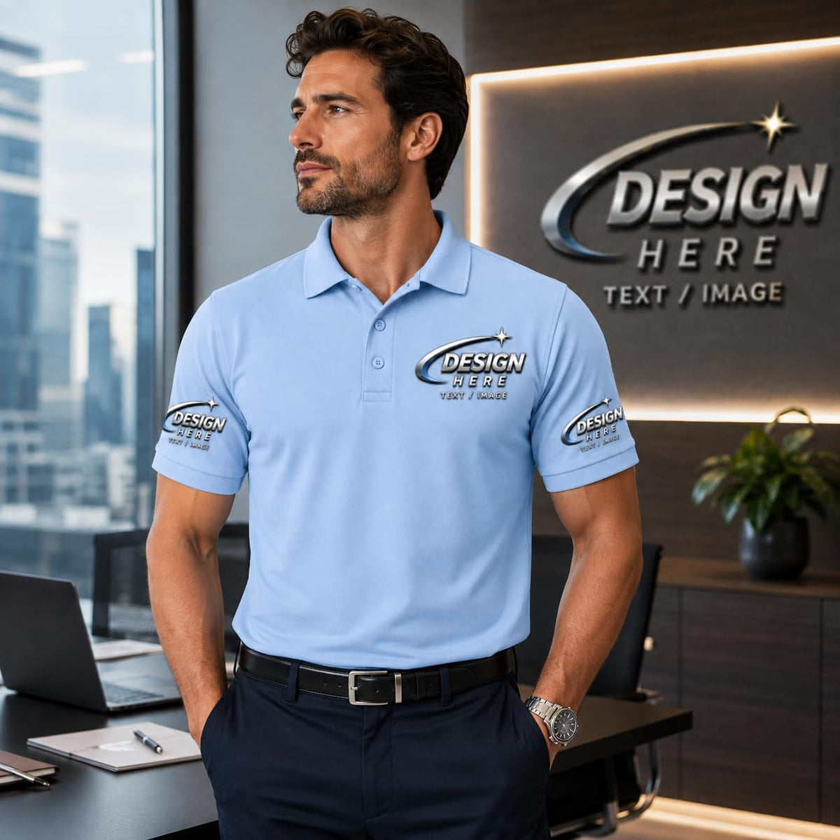 World and Space Custom Polo Shirts for Men with Logo or Text