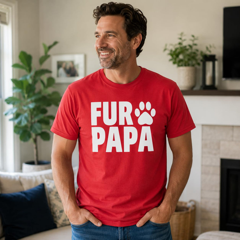 Fur Papa Funny Dog Dad T-Shirt for Men, Cute Paw Graphic Tee, Gift for Dog Lovers