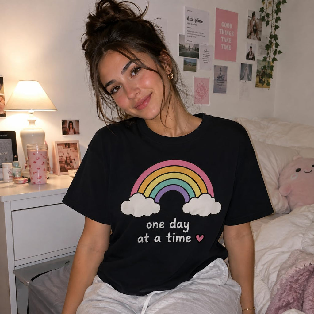 Women's Graphic Rainbow Casual Short Sleeve T-Shirt