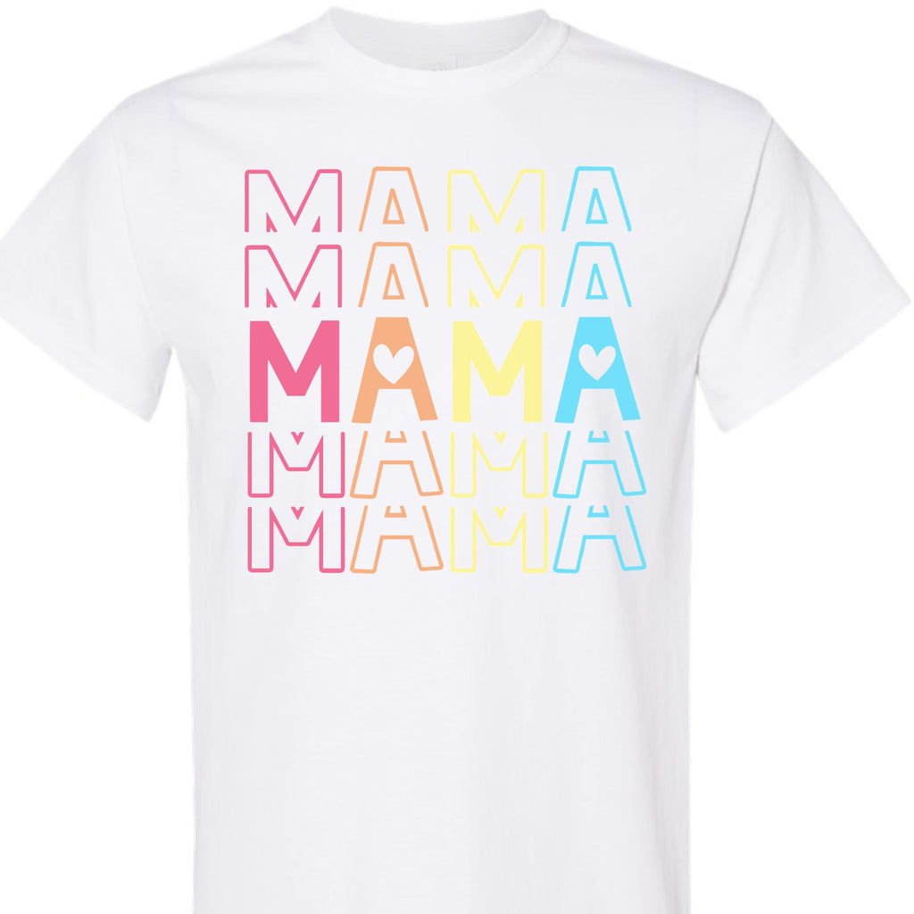 Mama Graphic T-Shirt with Pastel Heart for Women