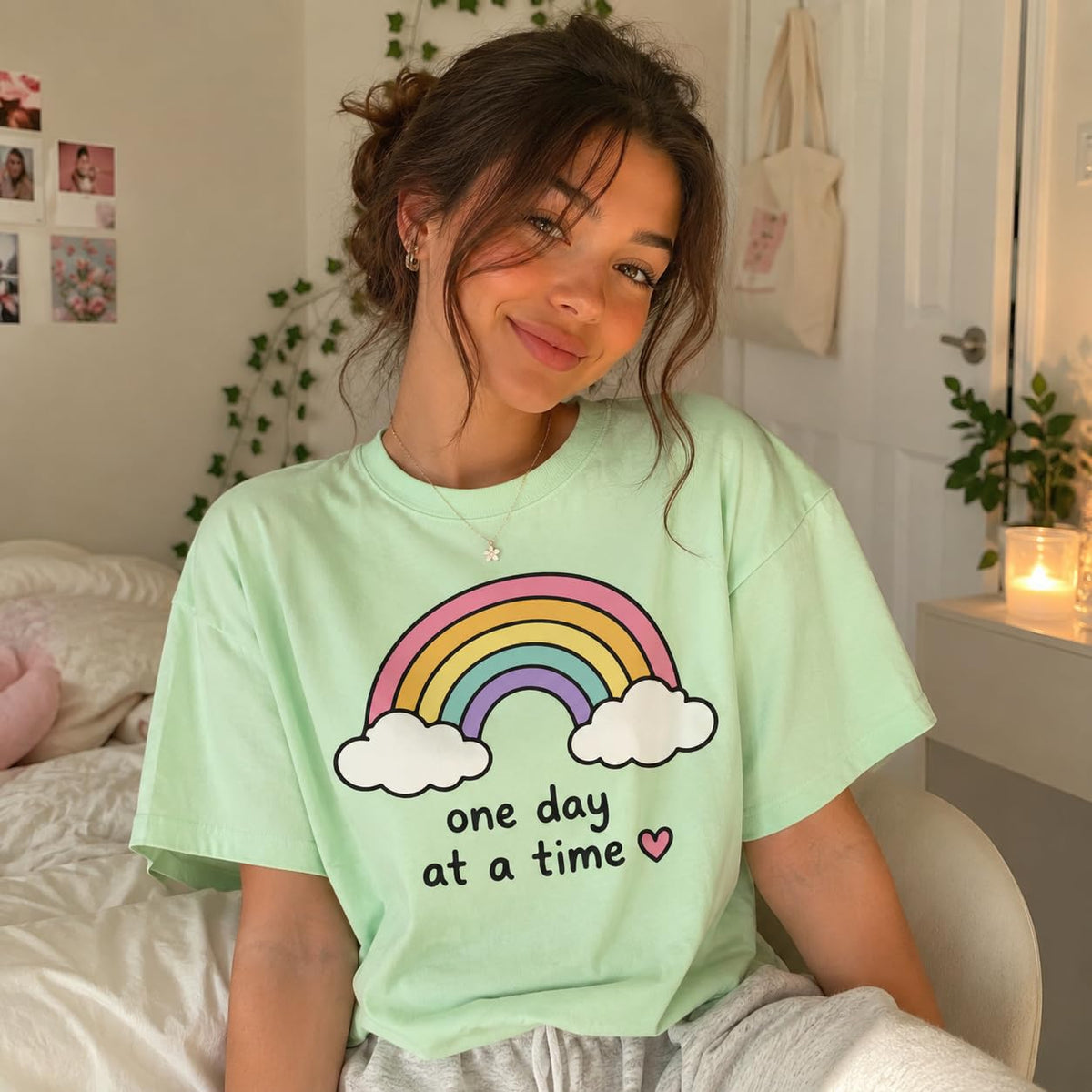 Women's Graphic Rainbow Casual Short Sleeve T-Shirt