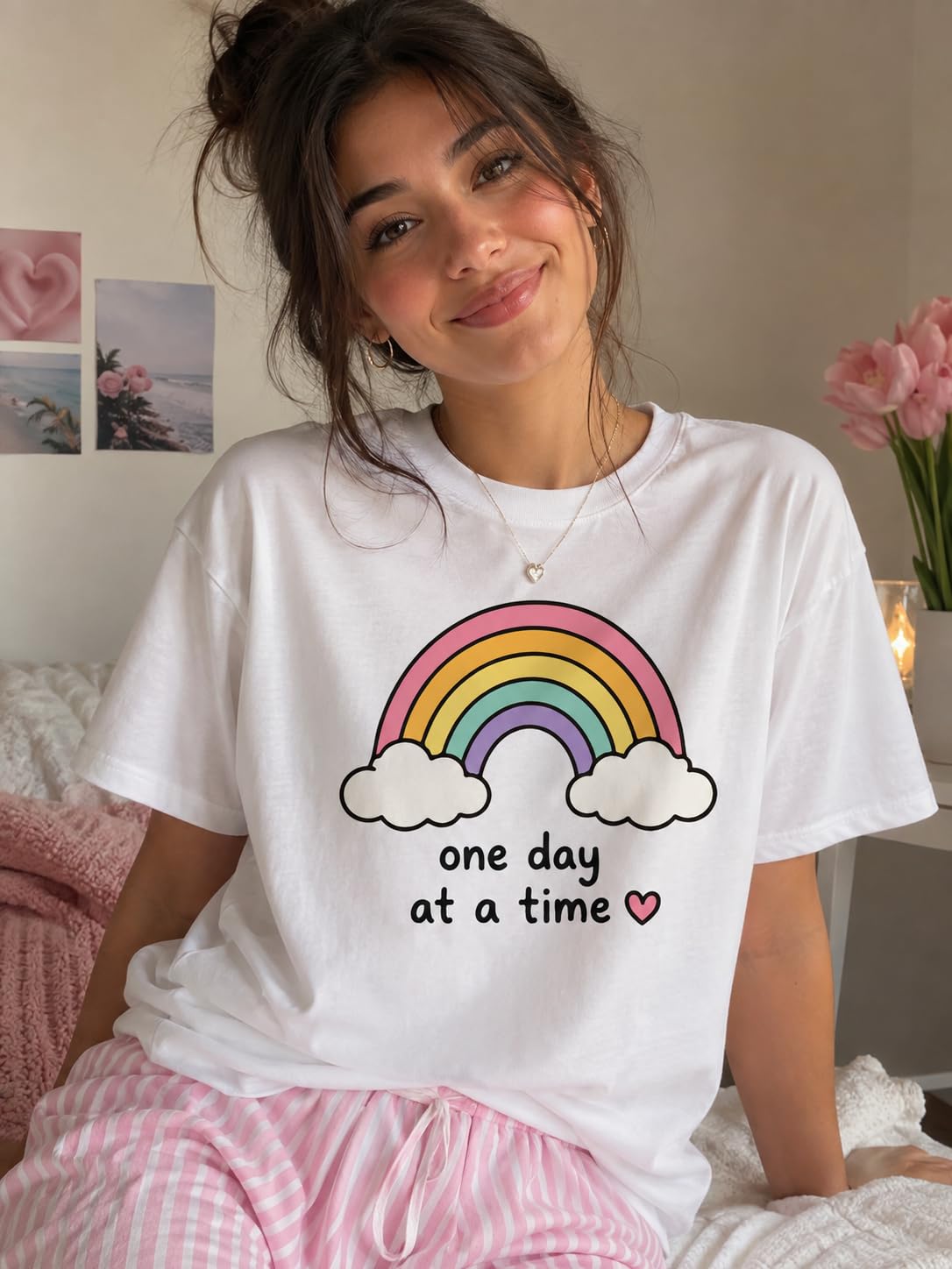 Women's Graphic Rainbow Casual Short Sleeve T-Shirt