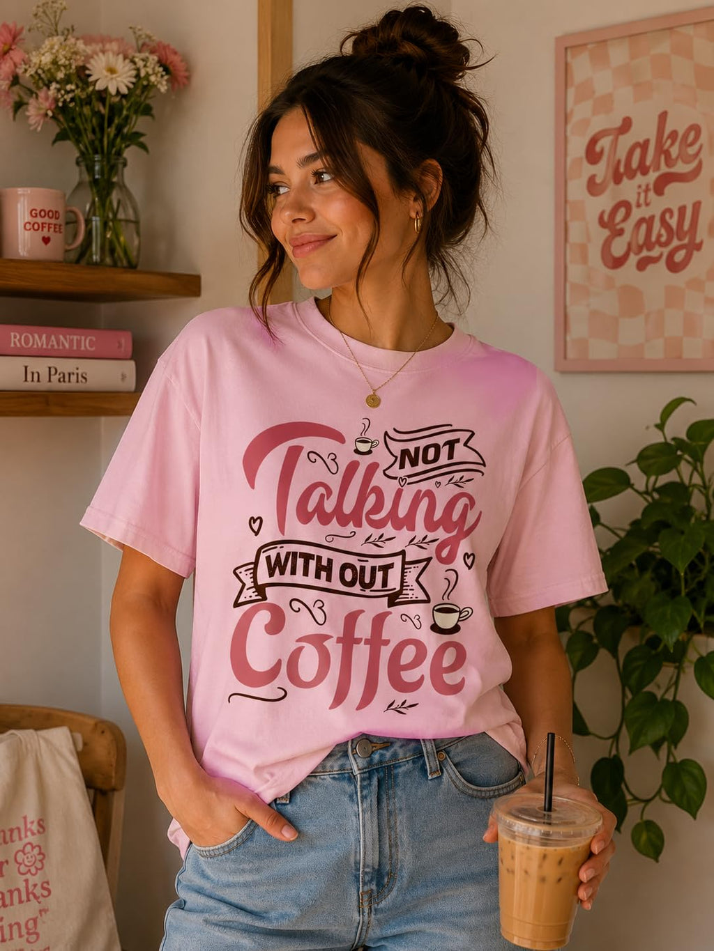 Coffee Lover Graphic T-Shirt, Funny Not Talking Without Coffee Quote Tee