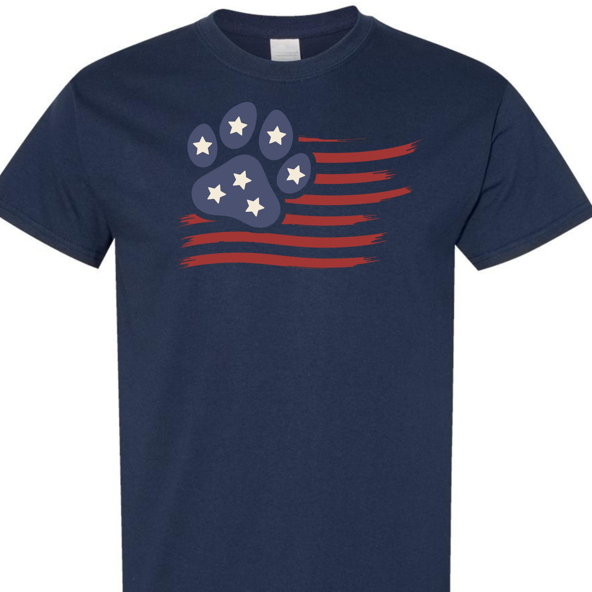 4th of July Dog Shirt for Men and Women, Patriotic American Flag Paw Print Tee