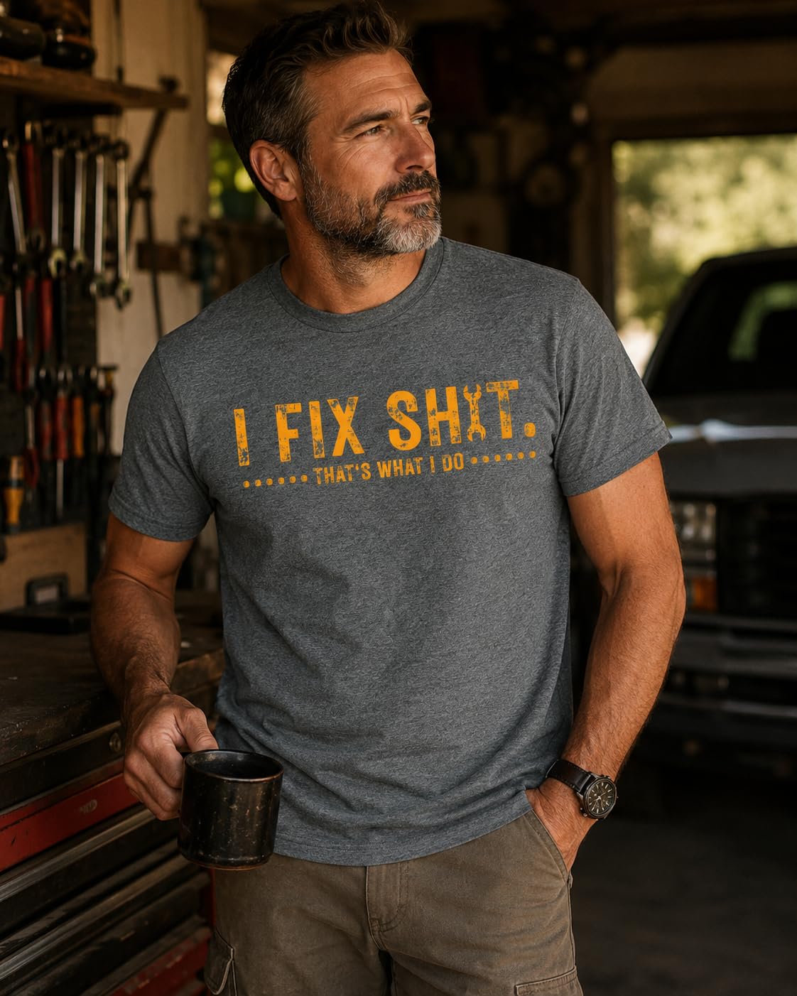 Funny Dad Mechanic Graphic Tee I Fix Sh*t That's What I Do